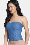Zivame Non-Padded Short Slip Corset - Dark Wash — thumbnail 3